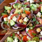 bowl filled with Mediterranean chickpea salad recipe