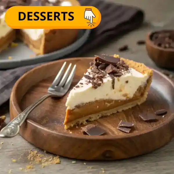 A slice of decadent dessert pie with a creamy topping