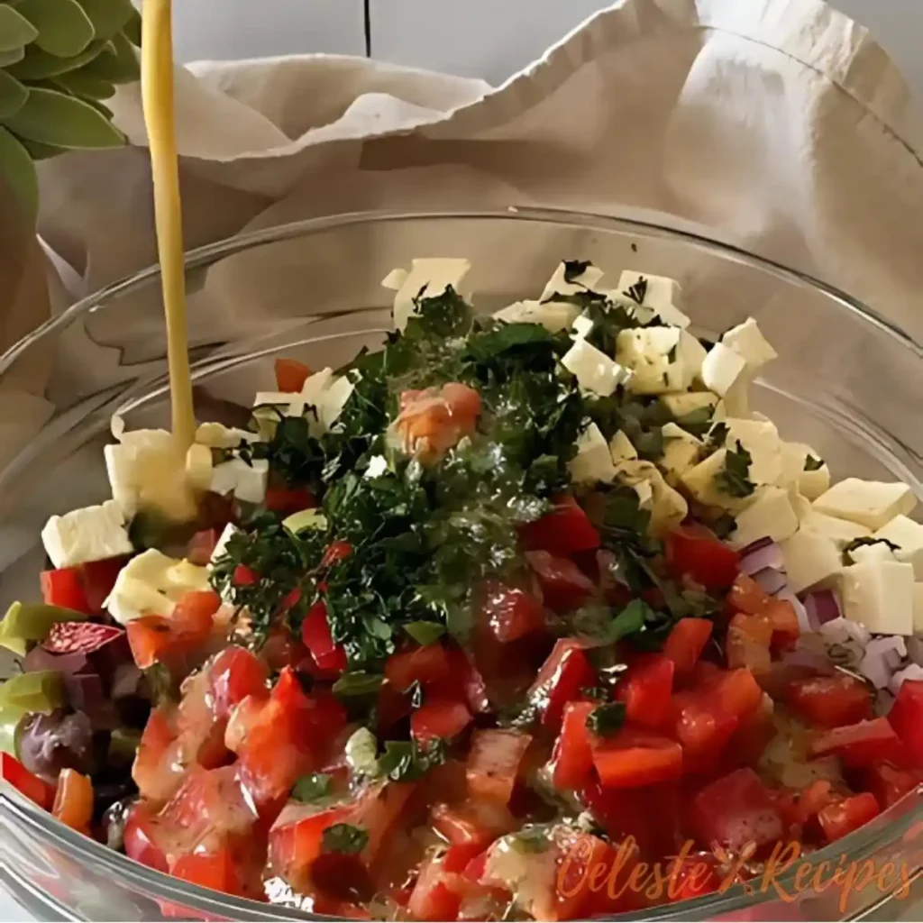 Mediterranean cucumber salad with feta cheese, tomatoes, and fresh herbs