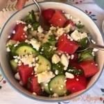 Refreshing watermelon feta salad with cucumber and mint