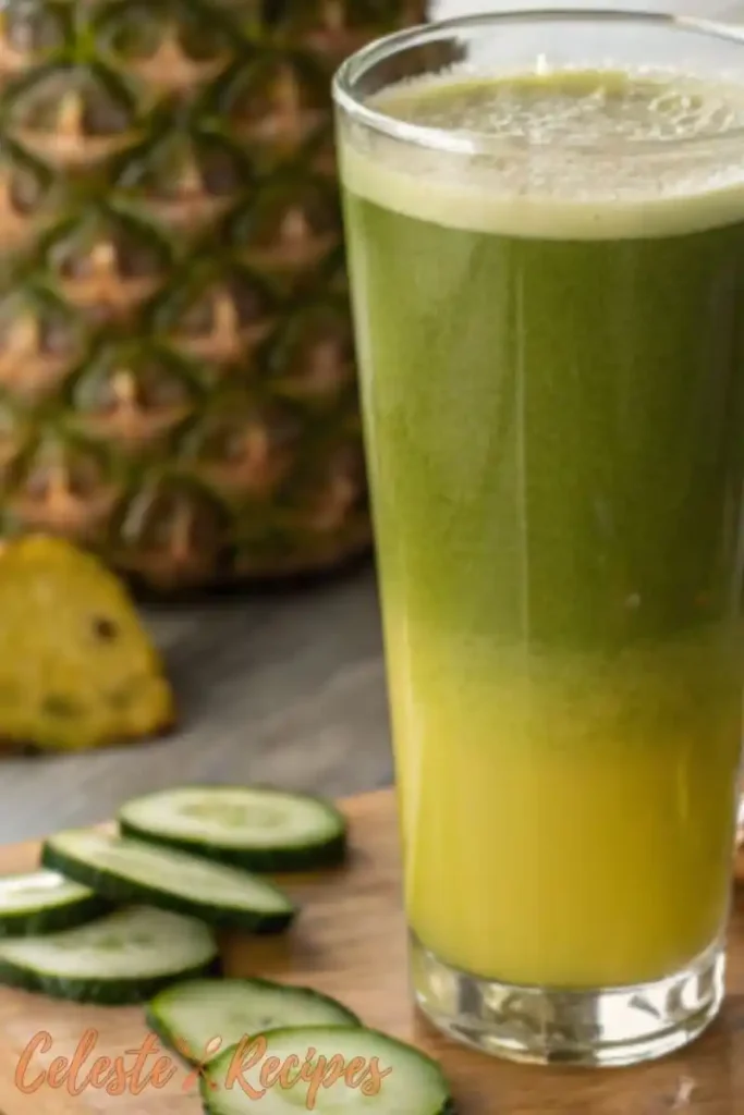 Belly fat burning juice: A tall glass of belly fat burning juice on a rustic wooden table